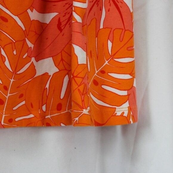 Lands End Orange and Pink Tropical Print Faux Wrap Short Sleeve Dress Small - Picture 6 of 7